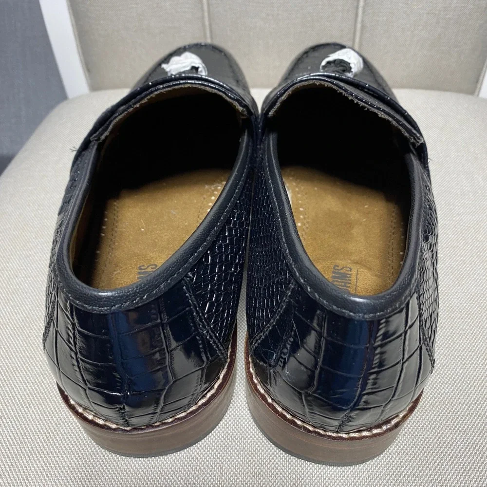 Stacy Adams Mens Black Exotic‎ Print Tassel Loafers Memory Foam Size 9M